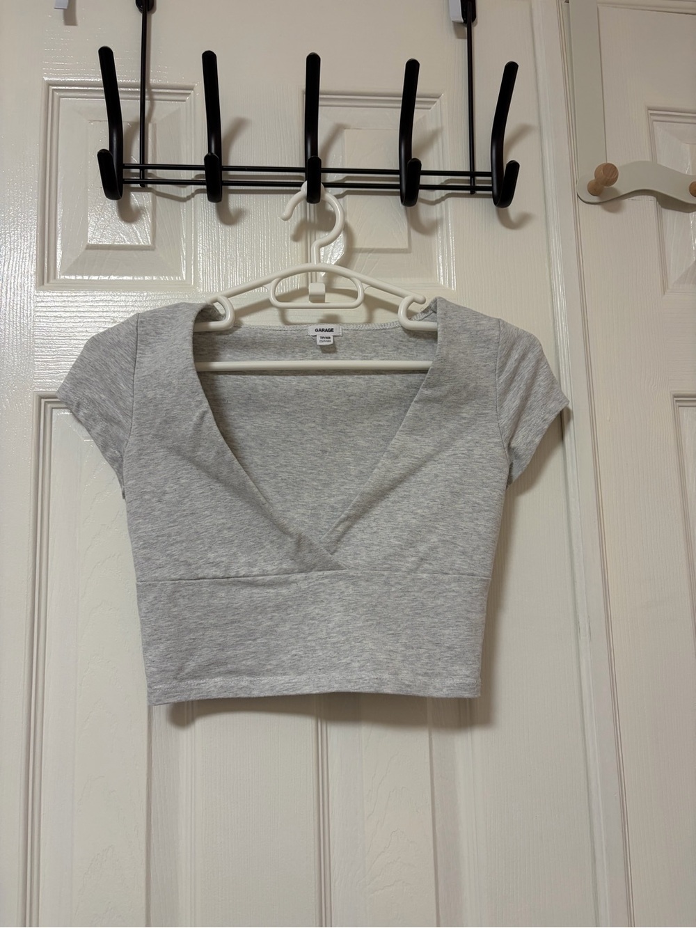 Garage Light Grey V-Neck Crop Top